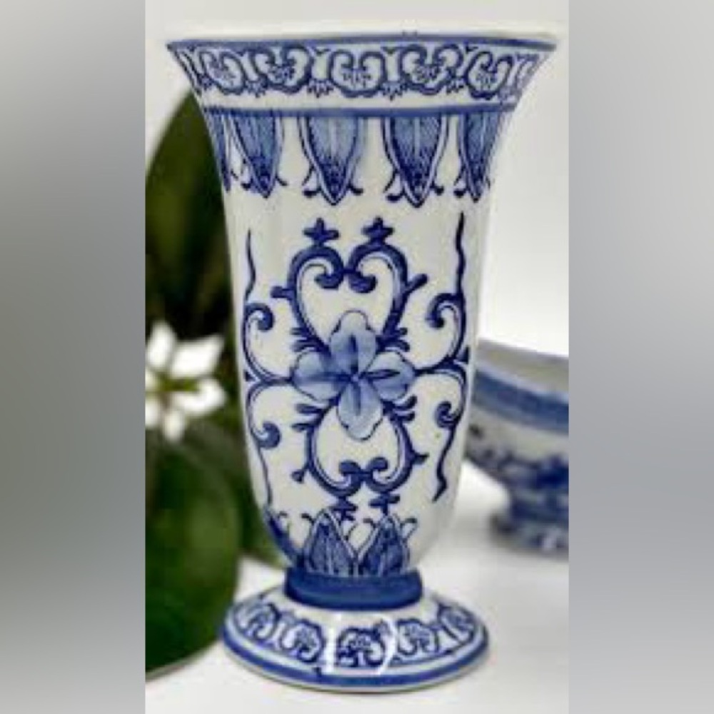 Collection of Vintage Blue and White Ceramic Blue & White Vases